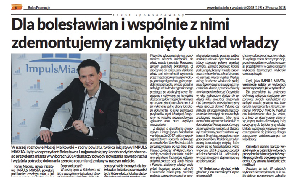 M. Małkowski w gazecie Bolec.info